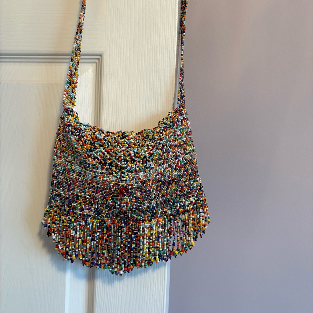 Vibrant Multicolor Hand Beaded Artisan Purse